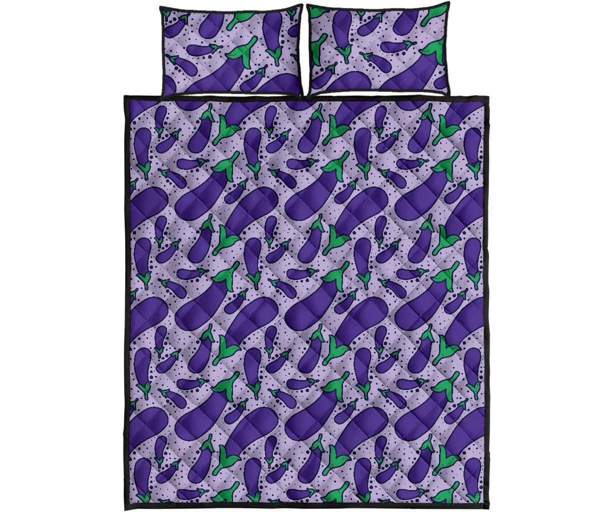 Eggplant Cute Print Pattern Bed Set Quilt-grizzshop
