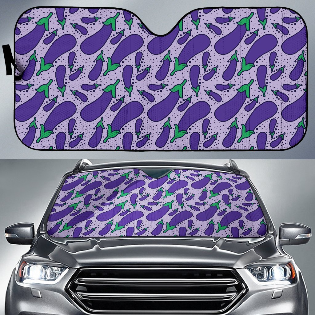 Eggplant Cute Print Pattern Car Sun Shade-grizzshop