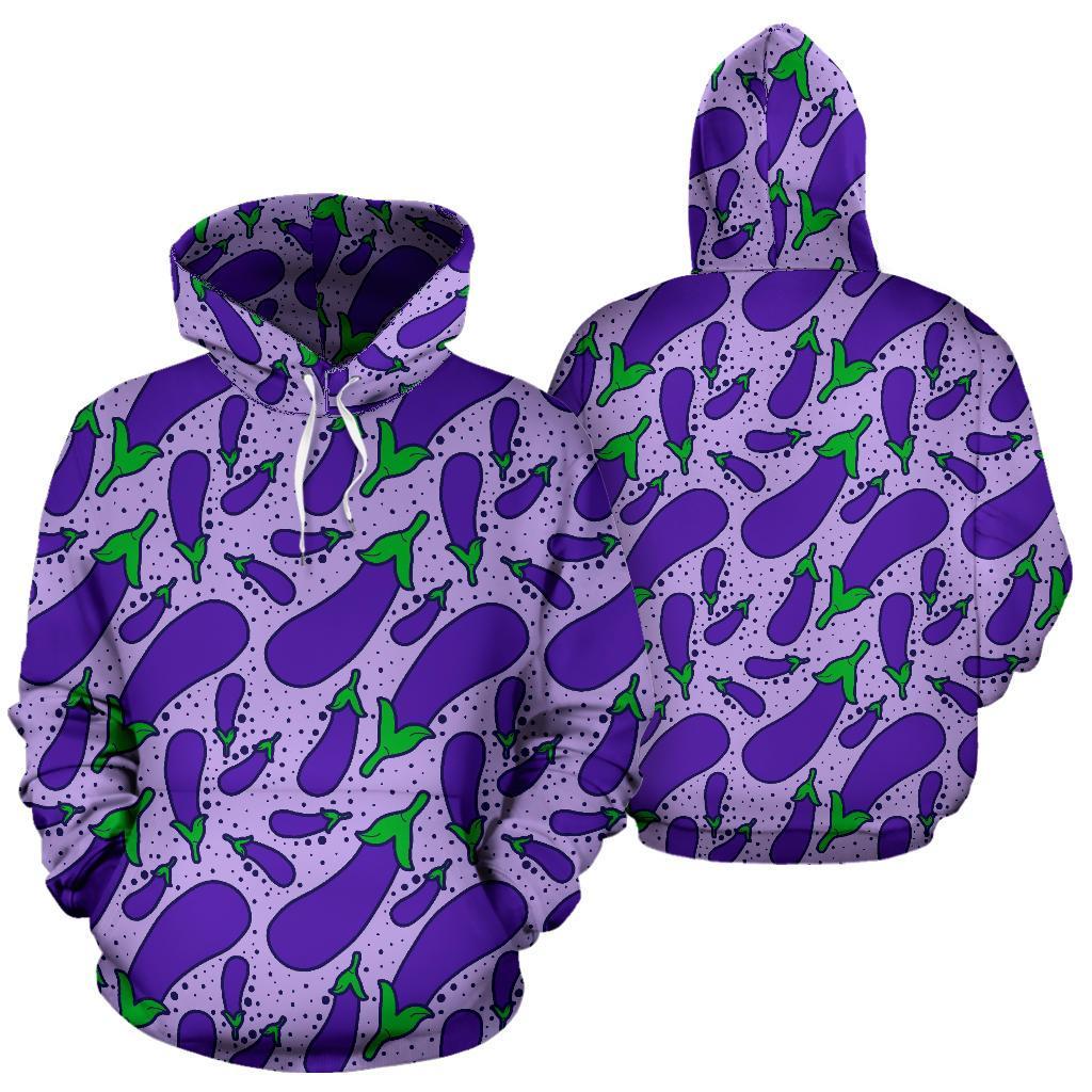 Eggplant Cute Print Pattern Men Women Pullover Hoodie-grizzshop