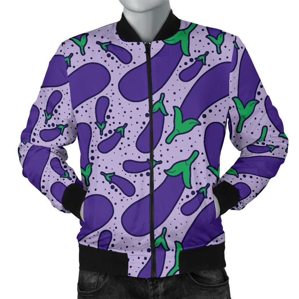 Eggplant Cute Print Pattern Men's Bomber Jacket-grizzshop