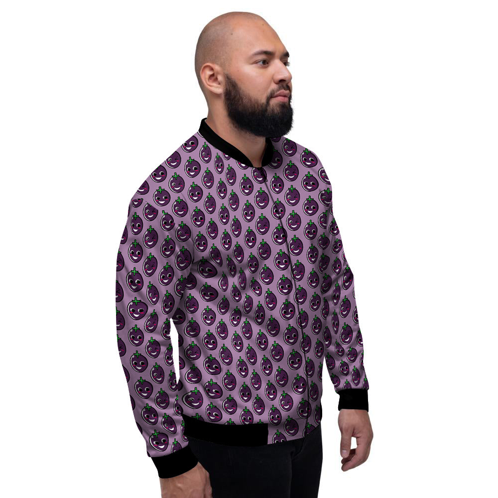 Eggplant Cute Print Pattern Men's Bomber Jacket-grizzshop