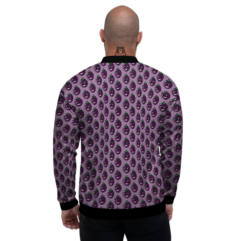 Eggplant Cute Print Pattern Men's Bomber Jacket-grizzshop