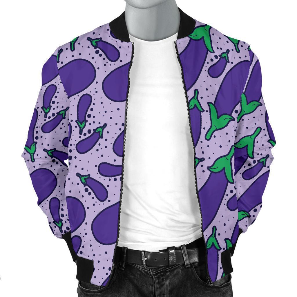 Eggplant Cute Print Pattern Men's Bomber Jacket-grizzshop