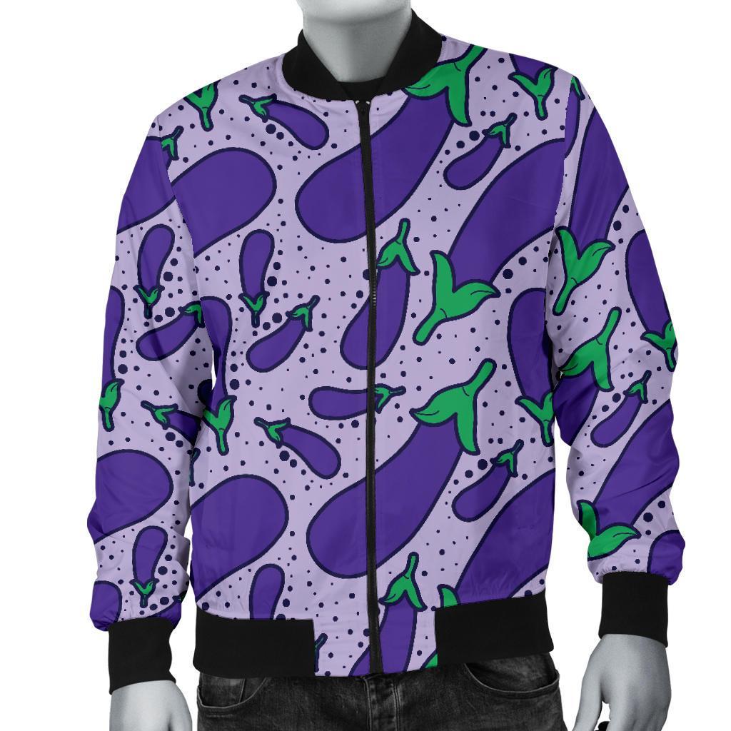 Eggplant Cute Print Pattern Men's Bomber Jacket-grizzshop