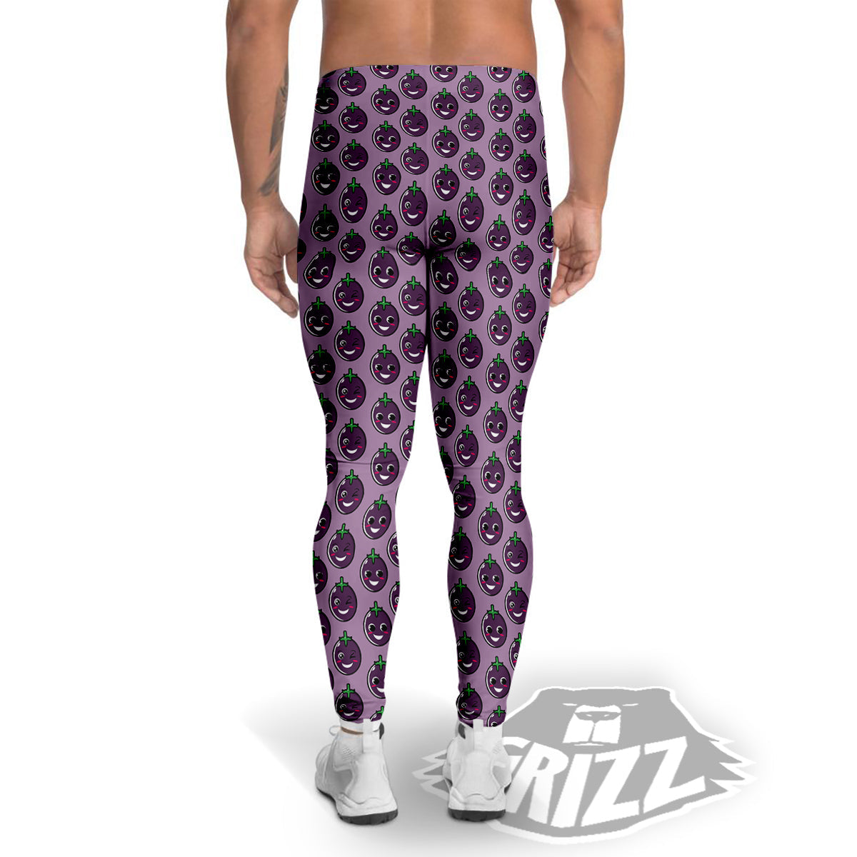 Eggplant Cute Print Pattern Men's Leggings-grizzshop