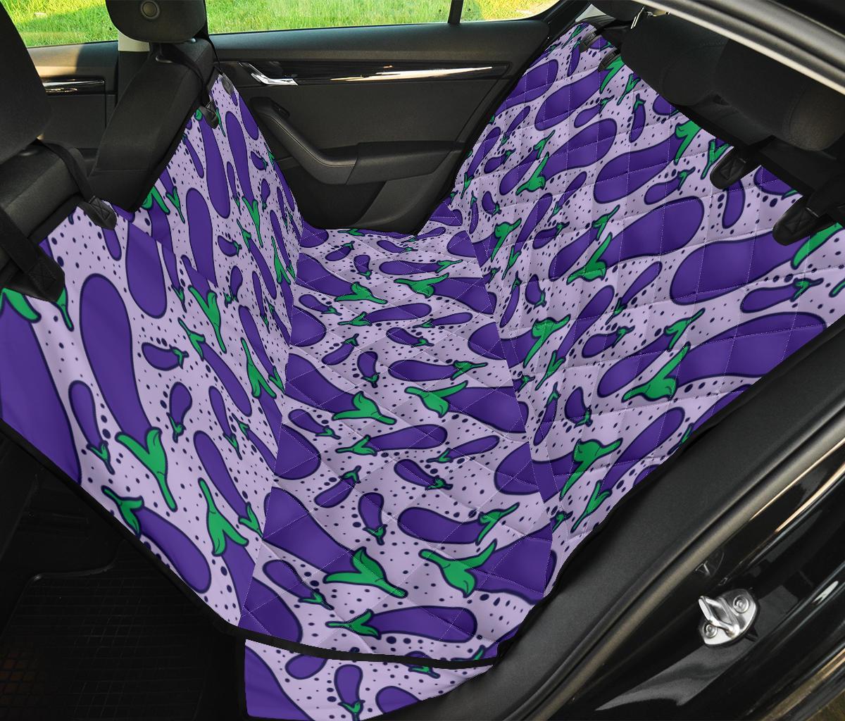 Eggplant Cute Print Pattern Pet Car Seat Cover-grizzshop