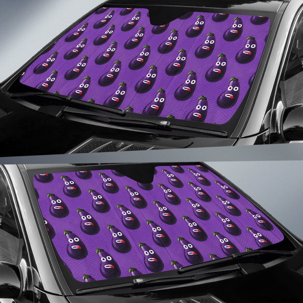 Eggplant Funny Pattern Print Car Sun Shade-grizzshop