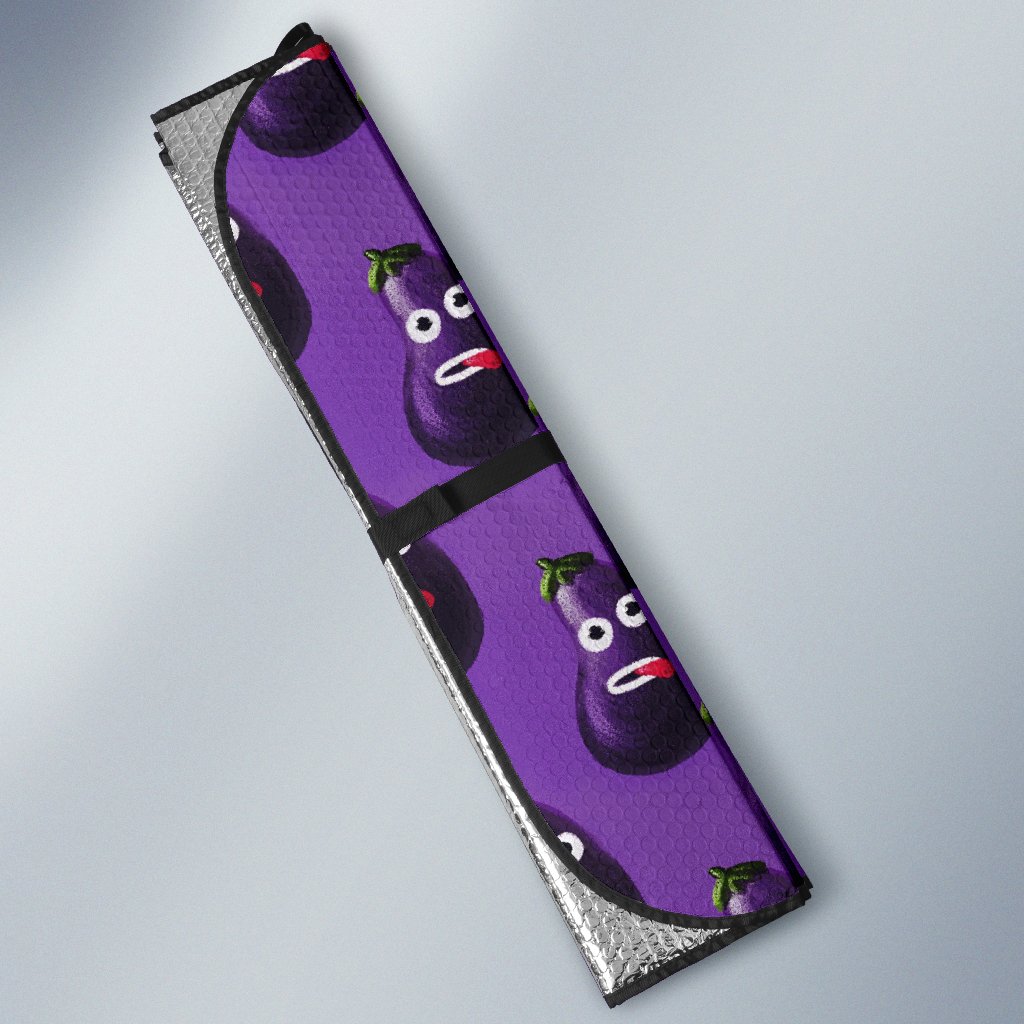 Eggplant Funny Pattern Print Car Sun Shade-grizzshop