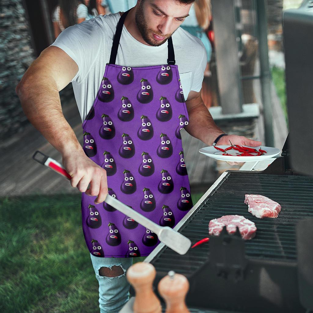 Eggplant Funny Pattern Print Men's Apron-grizzshop