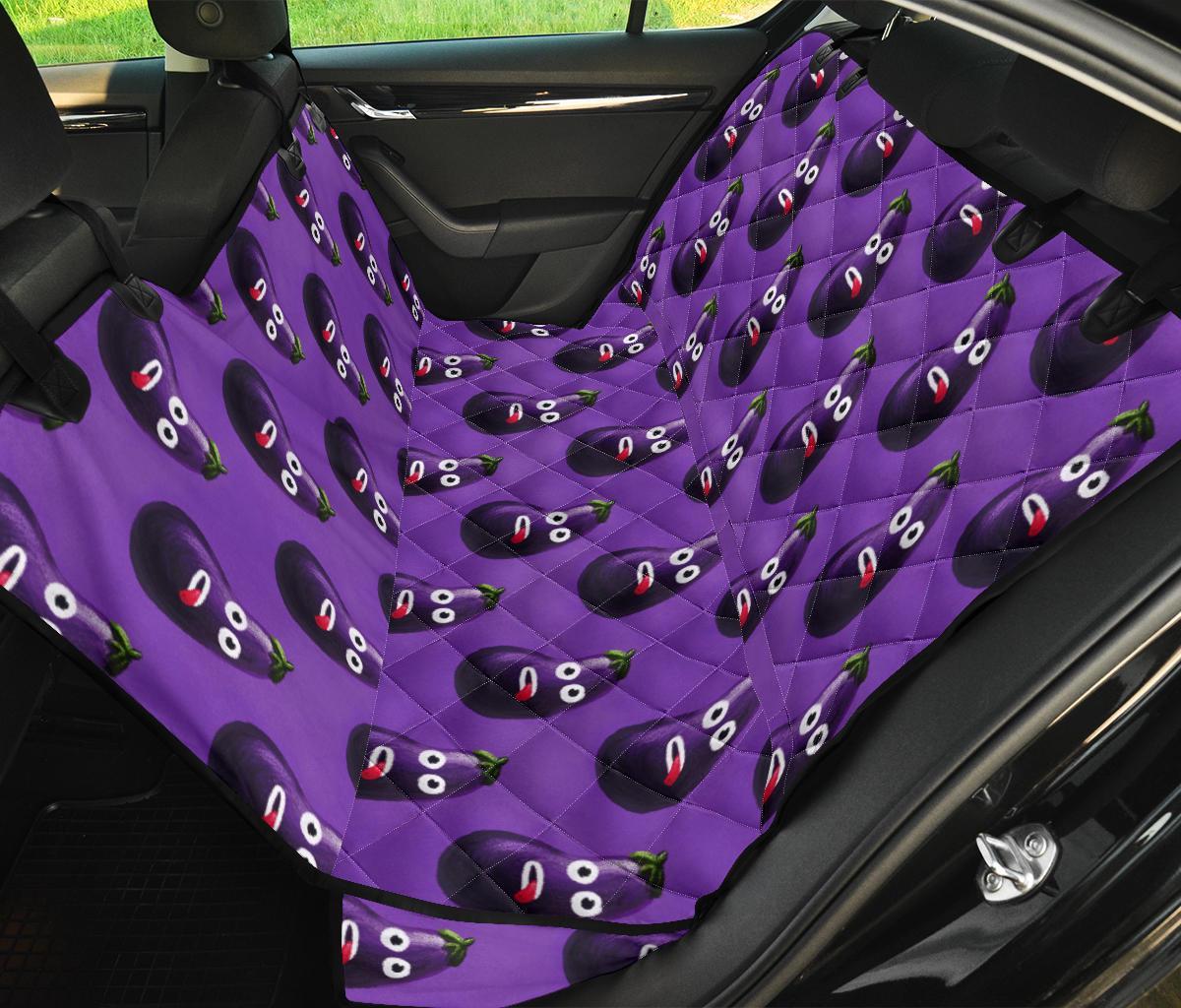 Eggplant Funny Pattern Print Pet Car Seat Cover-grizzshop