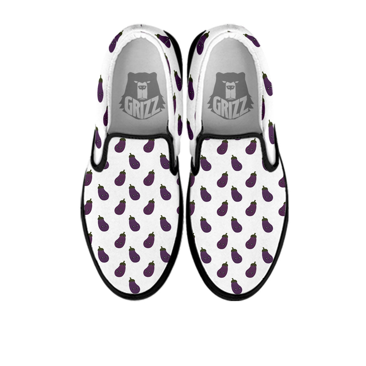 Eggplant Funny Print Pattern Black Slip On Shoes-grizzshop