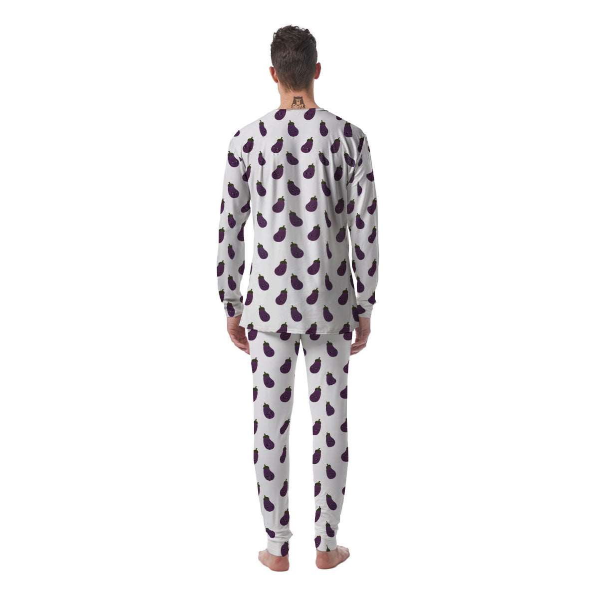Eggplant Funny Print Pattern Men's Pajamas-grizzshop