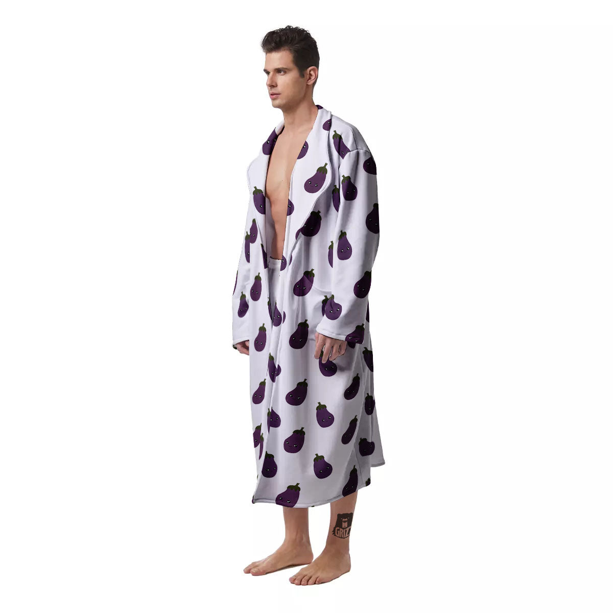 Eggplant Funny Print Pattern Men's Robe-grizzshop