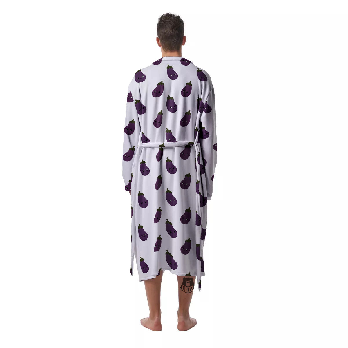 Eggplant Funny Print Pattern Men's Robe-grizzshop