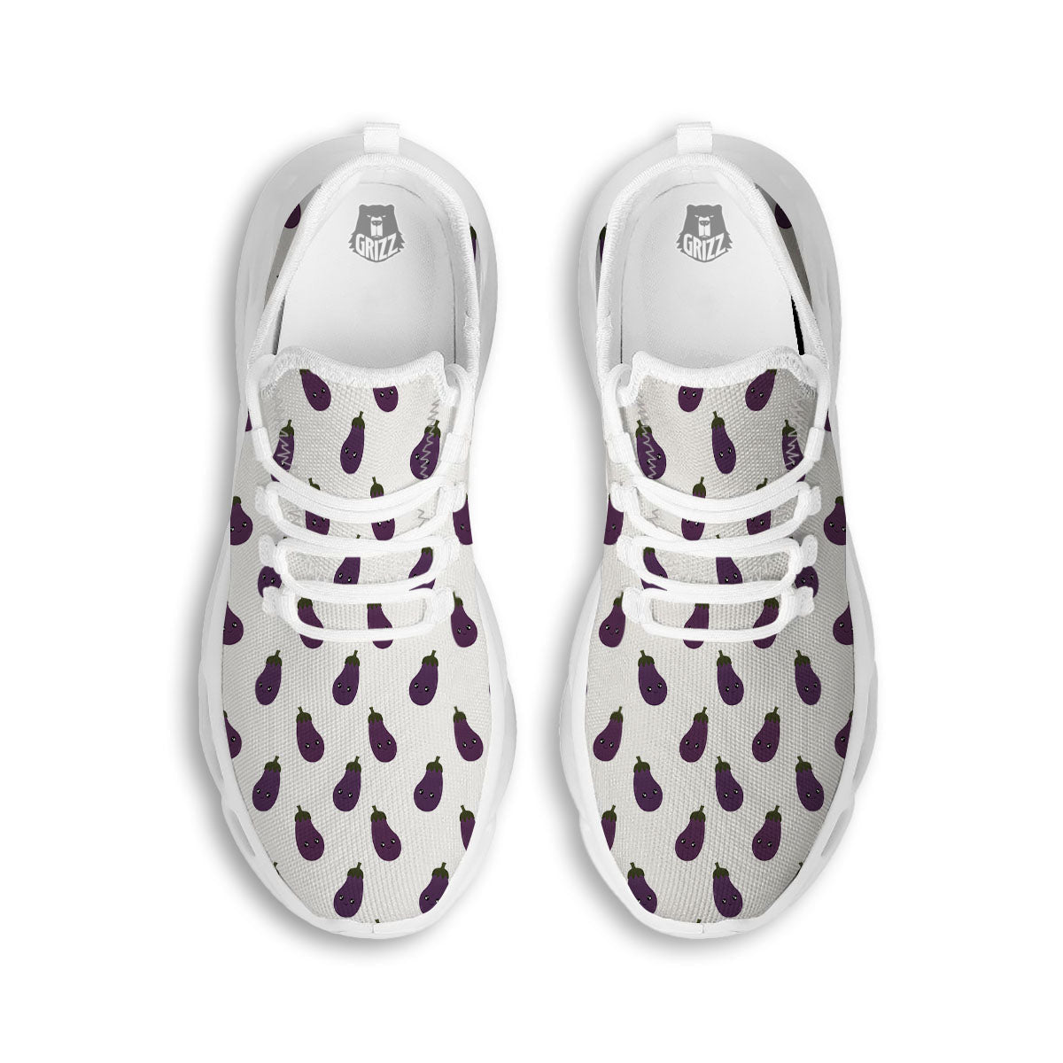Eggplant Funny Print Pattern White Running Shoes-grizzshop