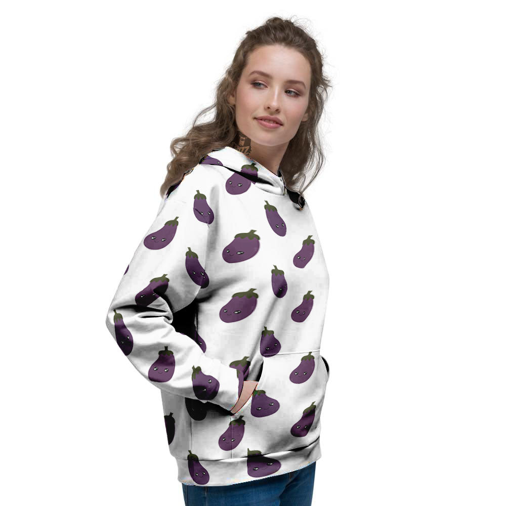 Eggplant Funny Print Pattern Women's Hoodie-grizzshop