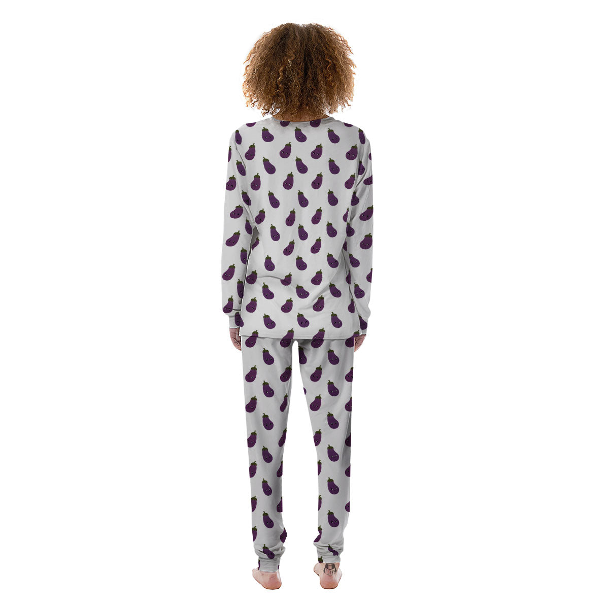 Eggplant Funny Print Pattern Women's Pajamas-grizzshop