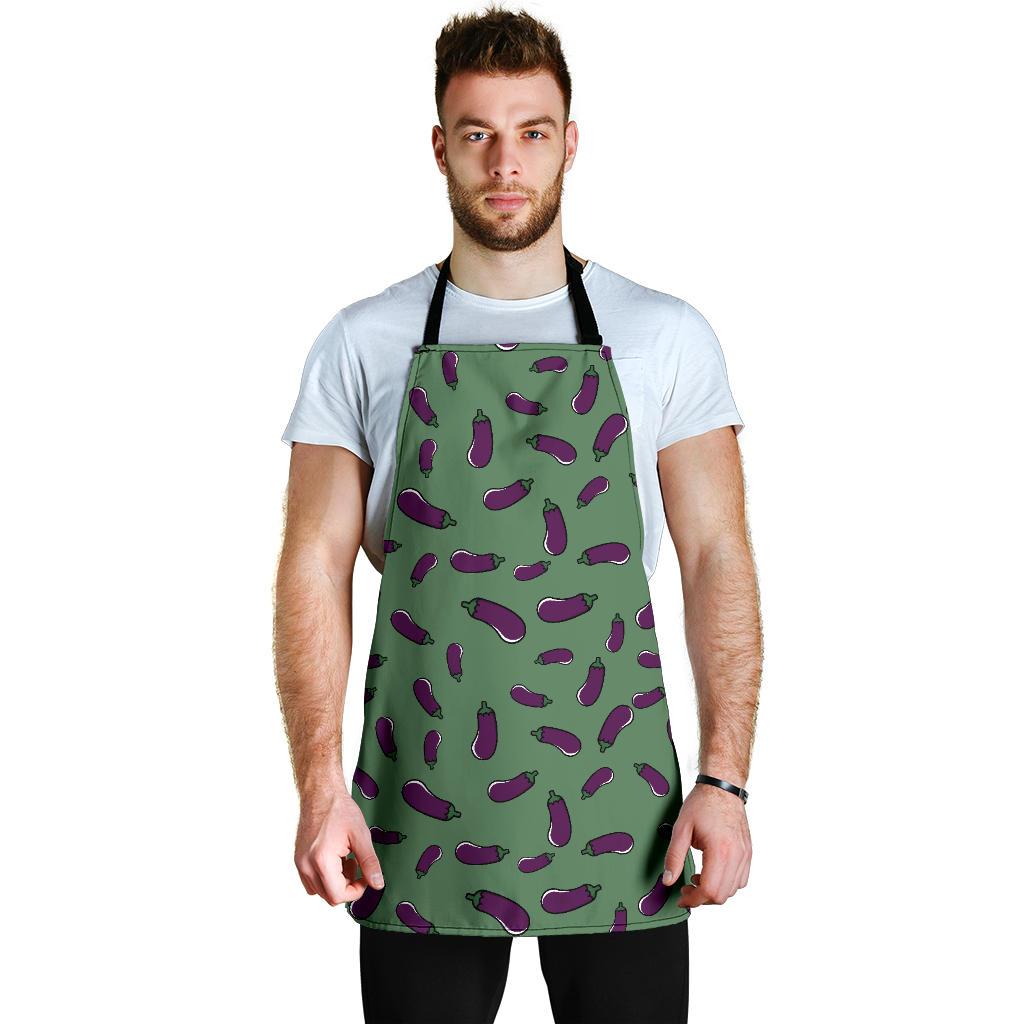 Eggplant Pattern Print Men's Apron-grizzshop