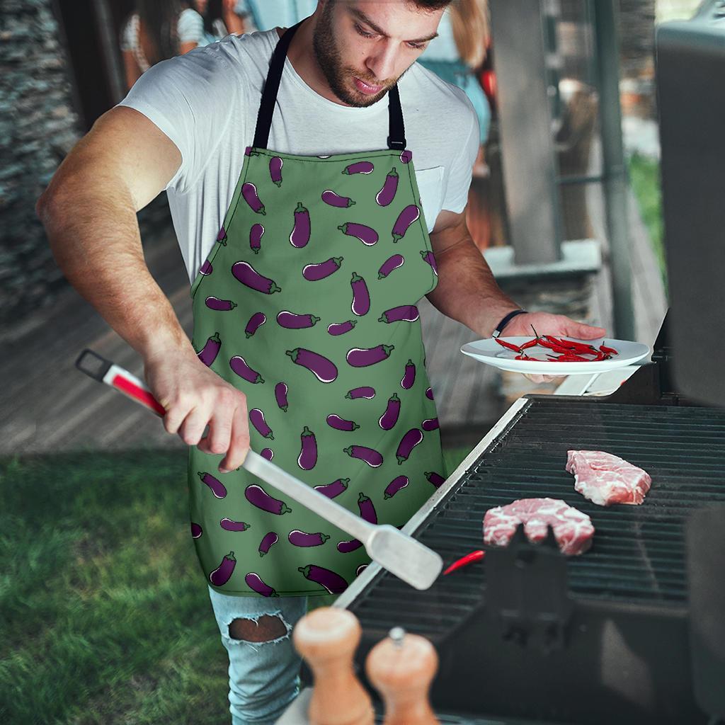 Eggplant Pattern Print Men's Apron-grizzshop