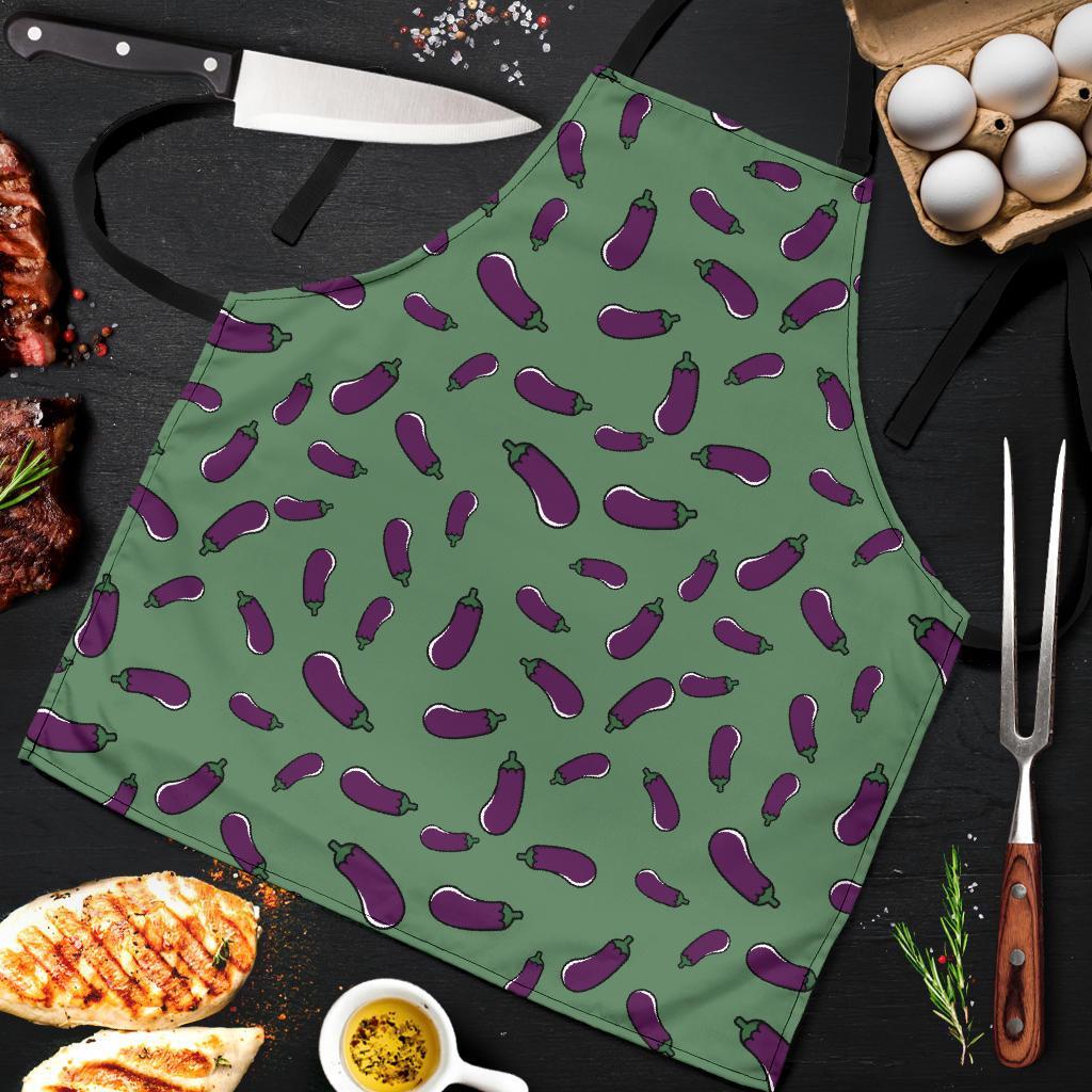 Eggplant Pattern Print Men's Apron-grizzshop