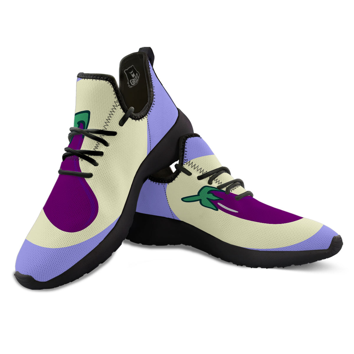 Eggplant Print Black Athletic Shoes-grizzshop