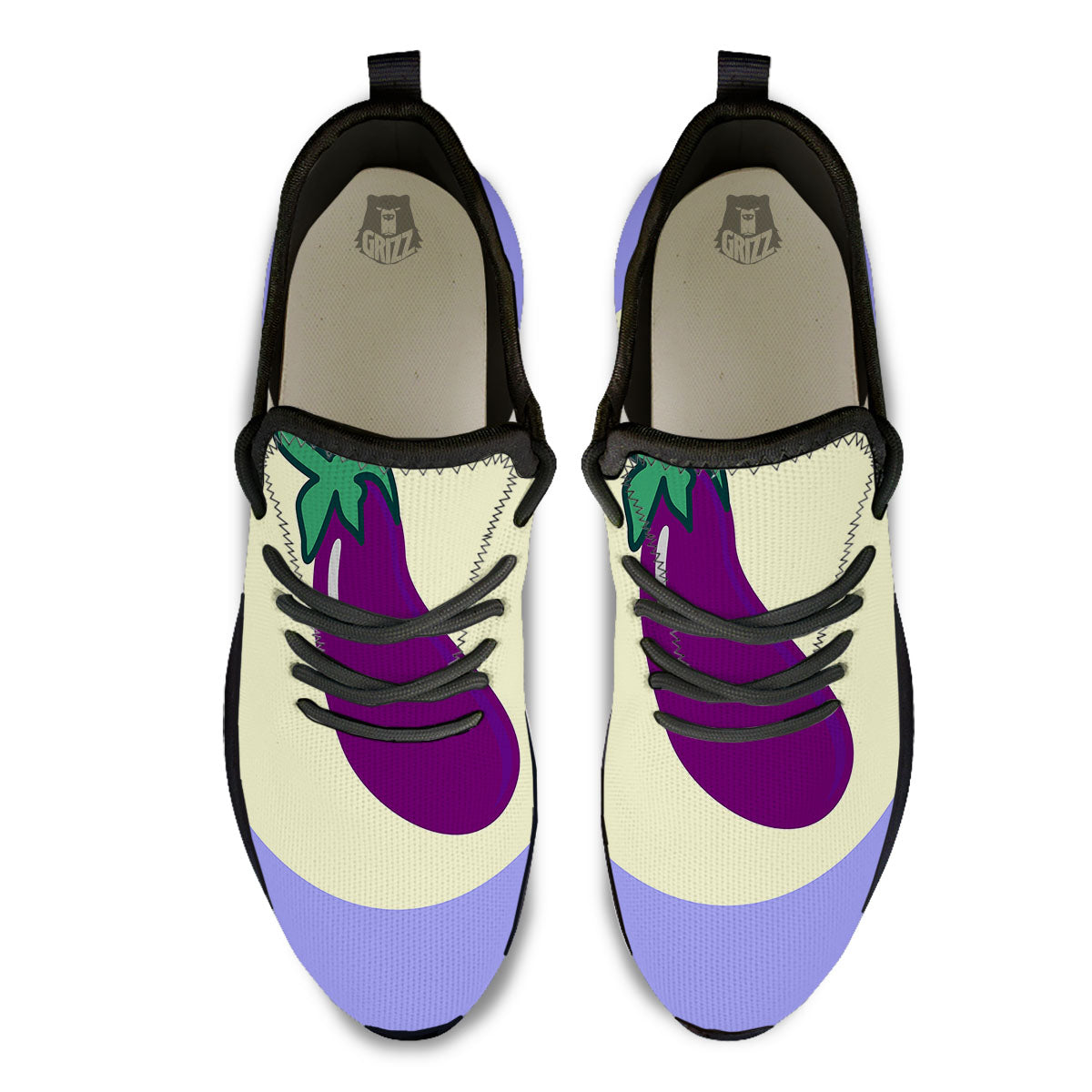 Eggplant Print Black Athletic Shoes-grizzshop