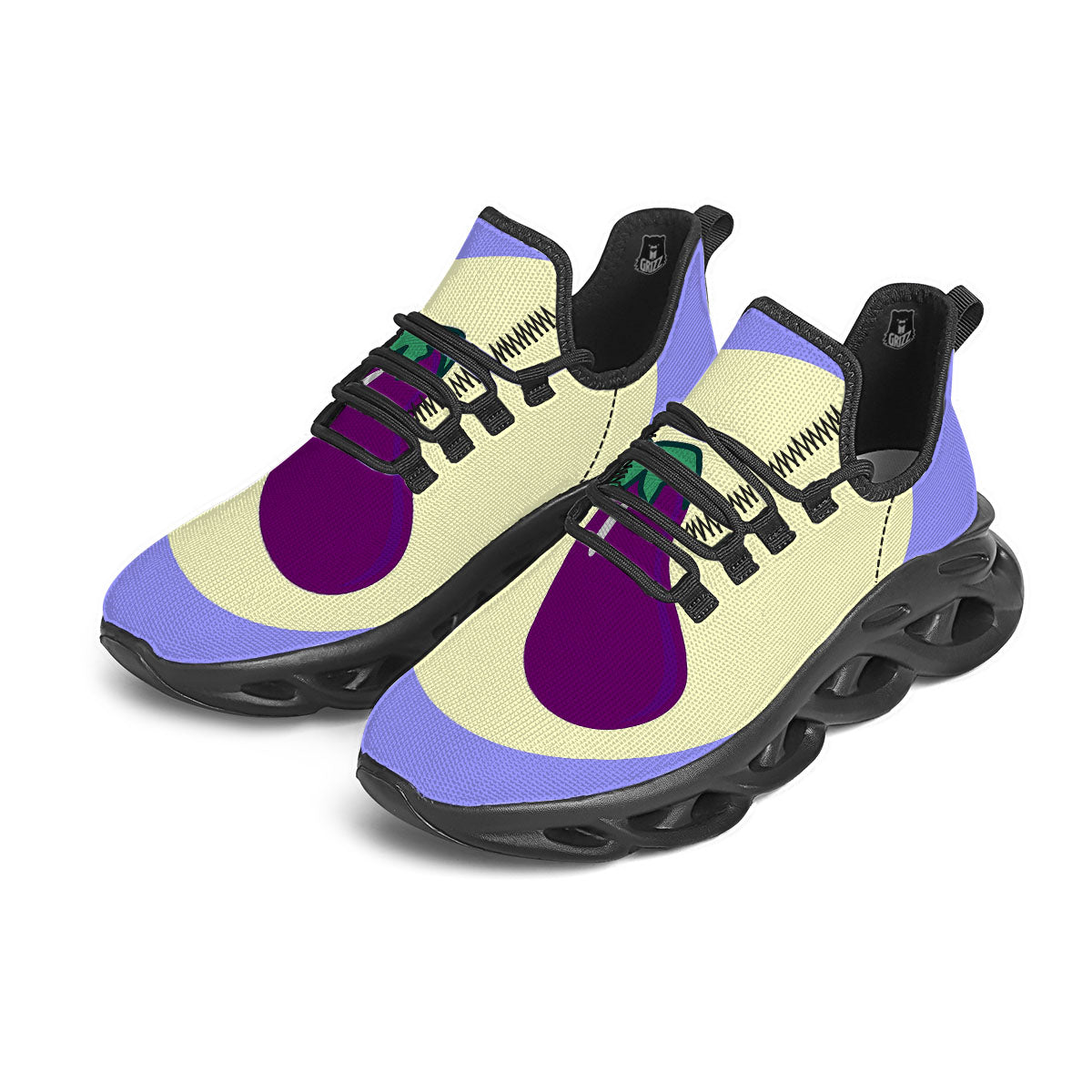 Eggplant Print Black Running Shoes-grizzshop