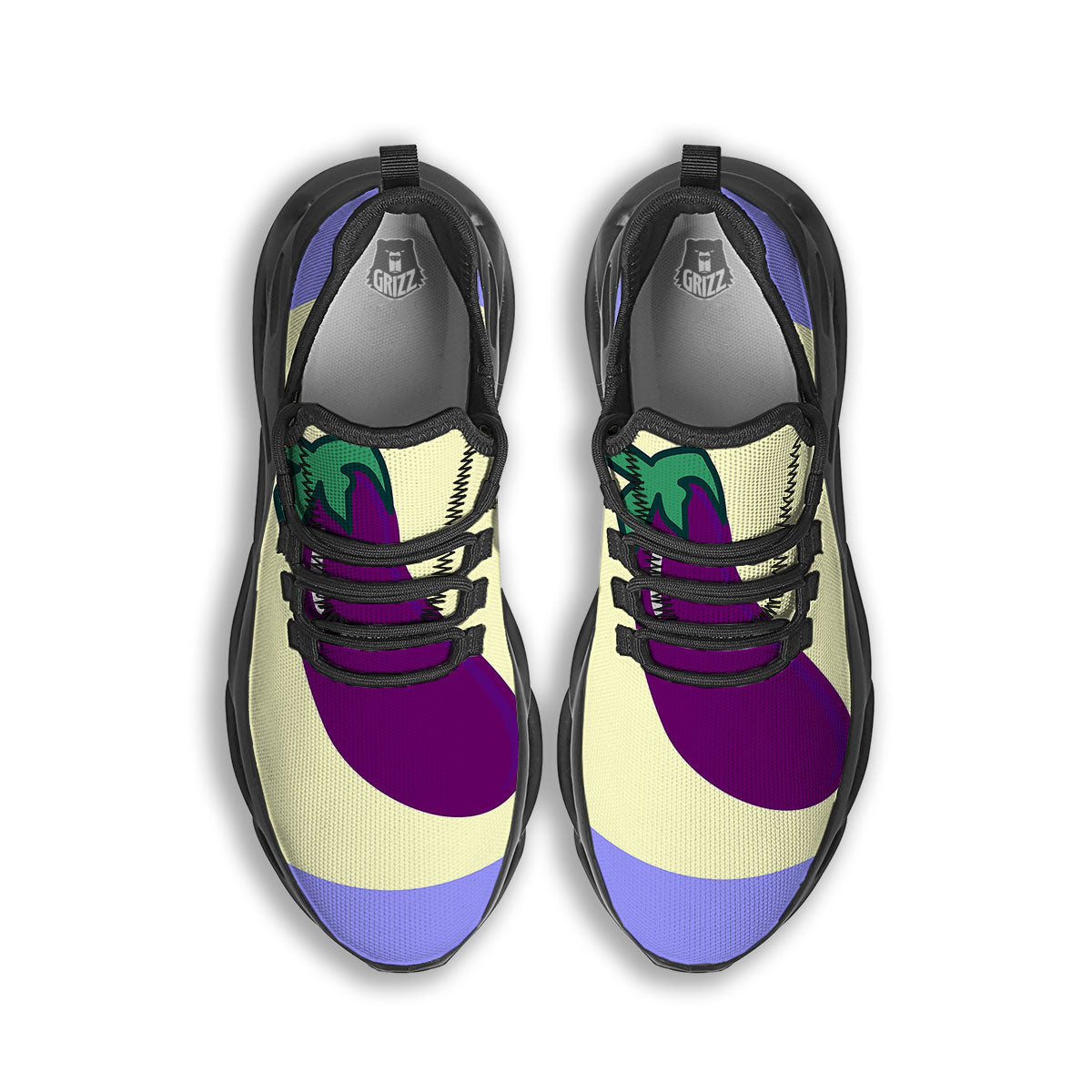 Eggplant Print Black Running Shoes-grizzshop