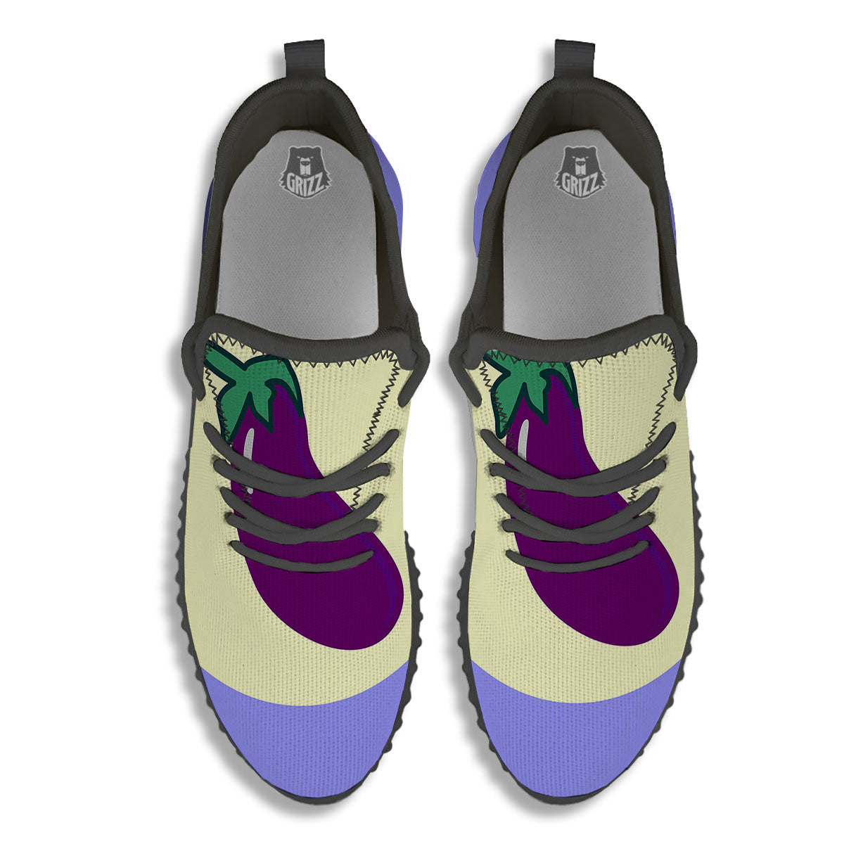 Eggplant Print Black Walking Shoes-grizzshop