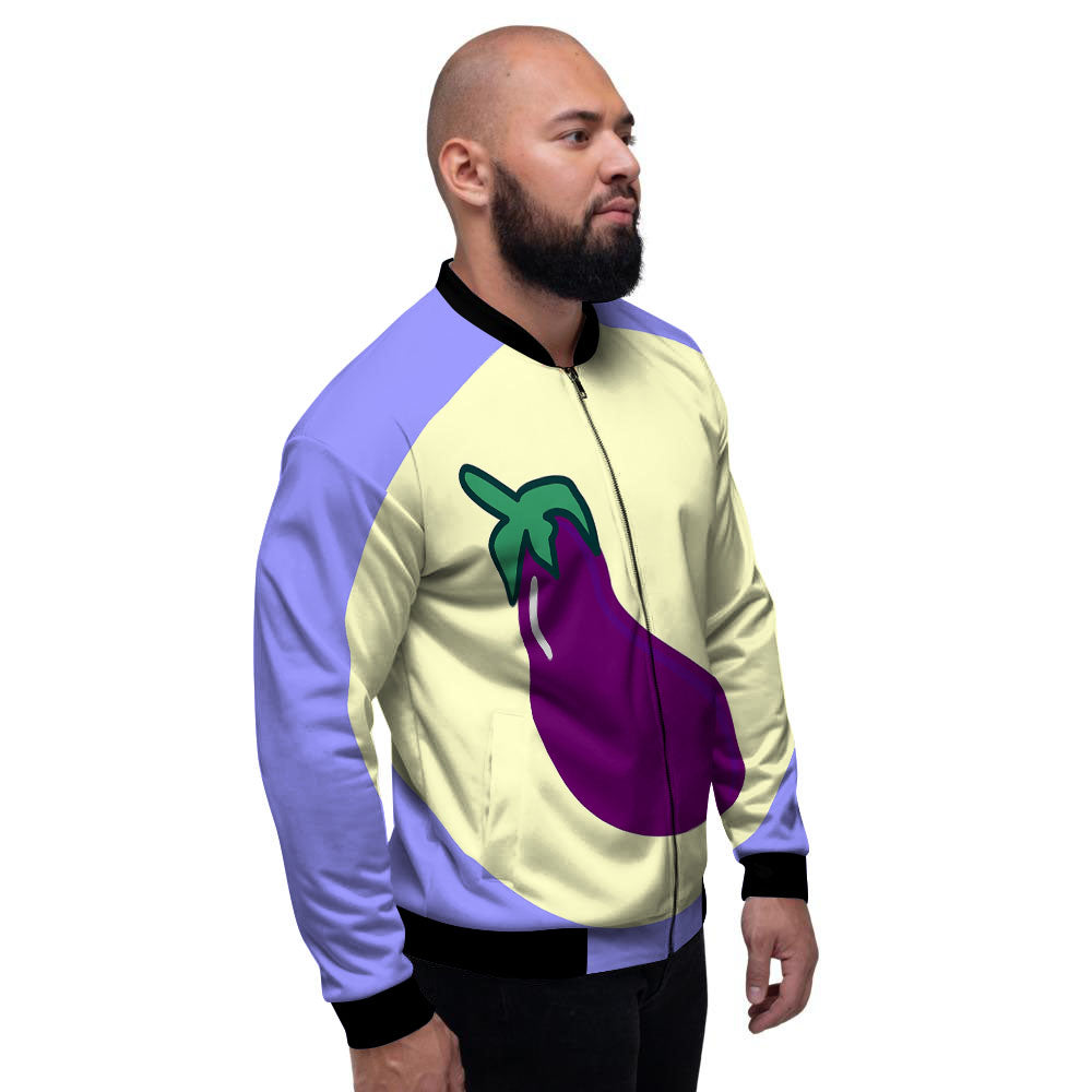 Eggplant Print Men's Bomber Jacket-grizzshop