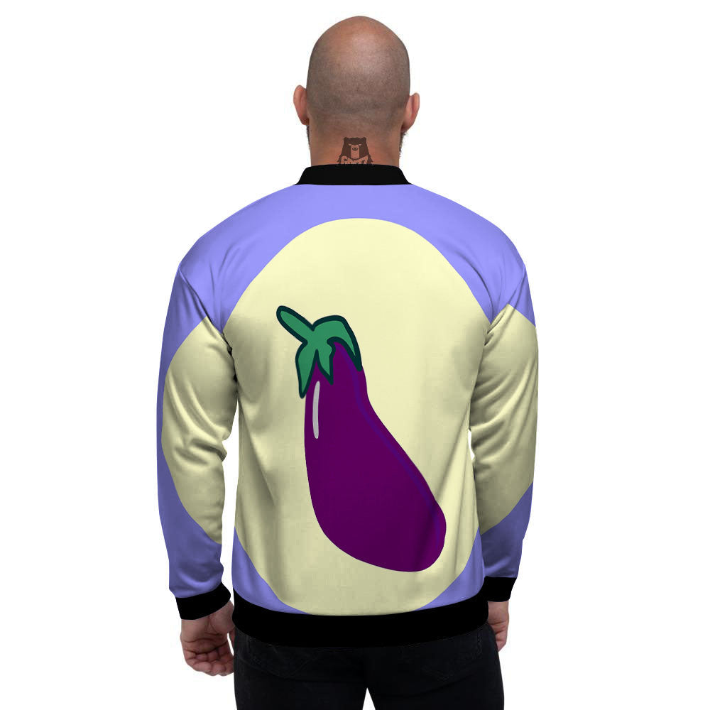 Eggplant Print Men's Bomber Jacket-grizzshop