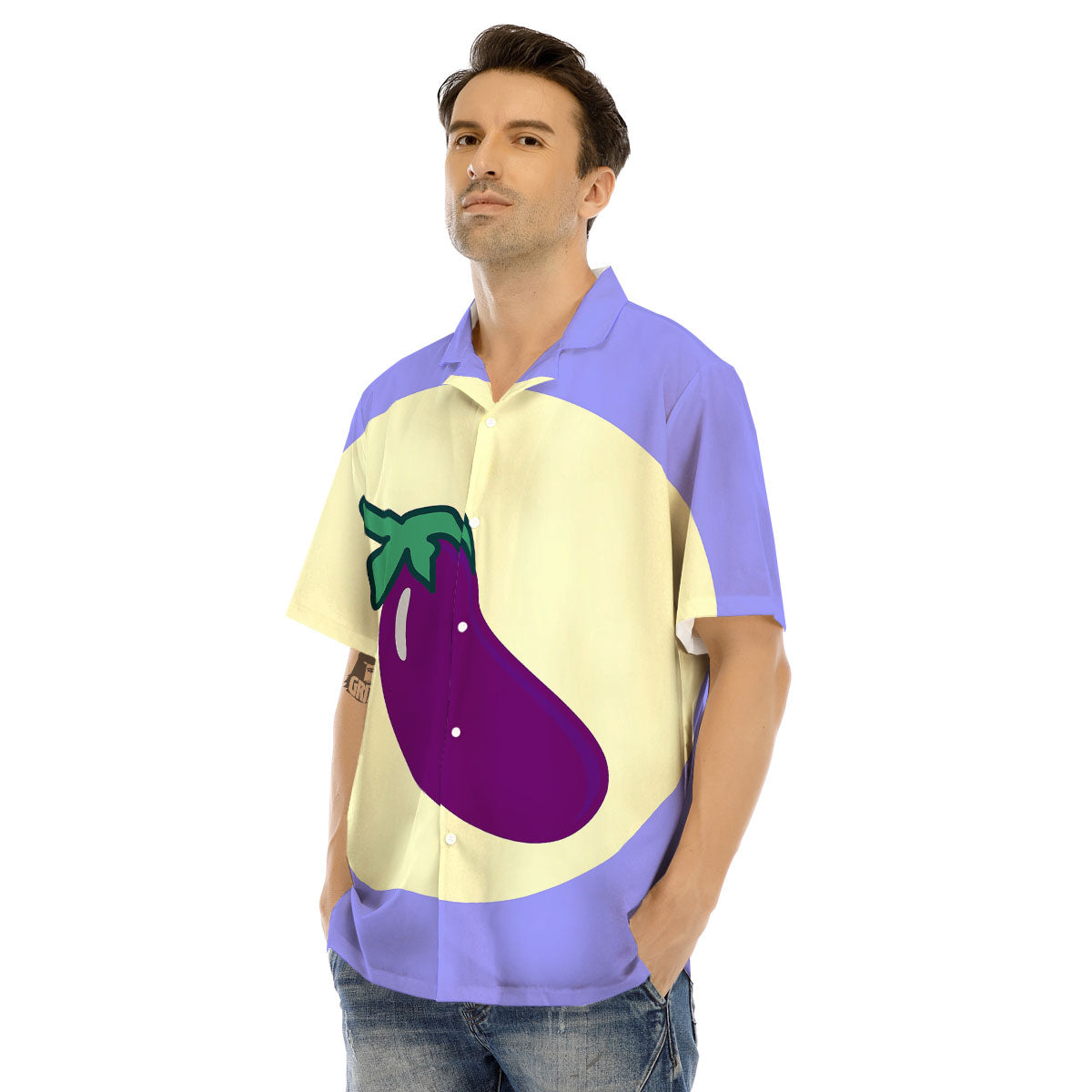Eggplant Print Men's Hawaiian Shirt-grizzshop