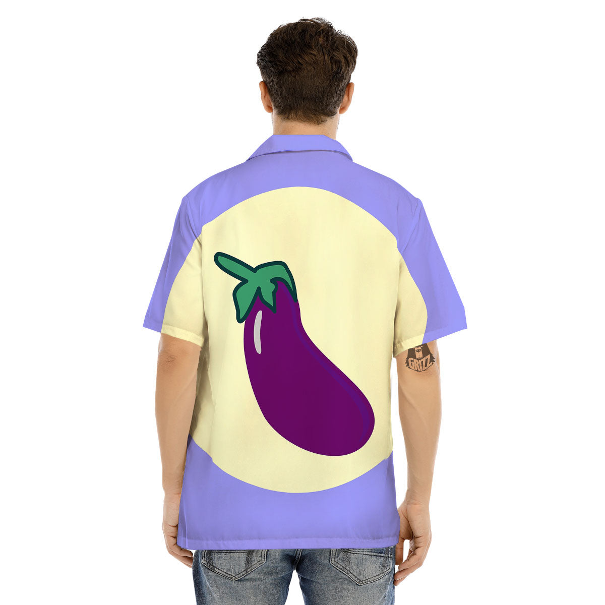 Eggplant Print Men's Hawaiian Shirt-grizzshop