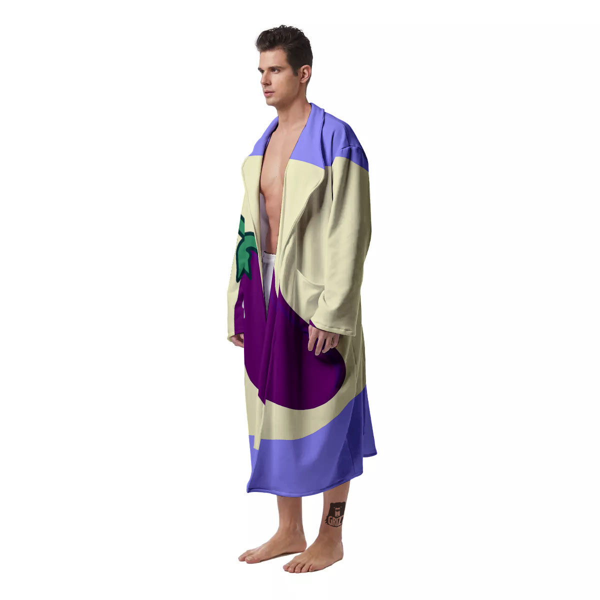 Eggplant Print Men's Robe-grizzshop