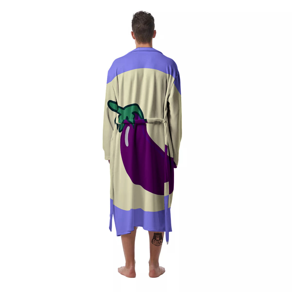 Eggplant Print Men's Robe-grizzshop