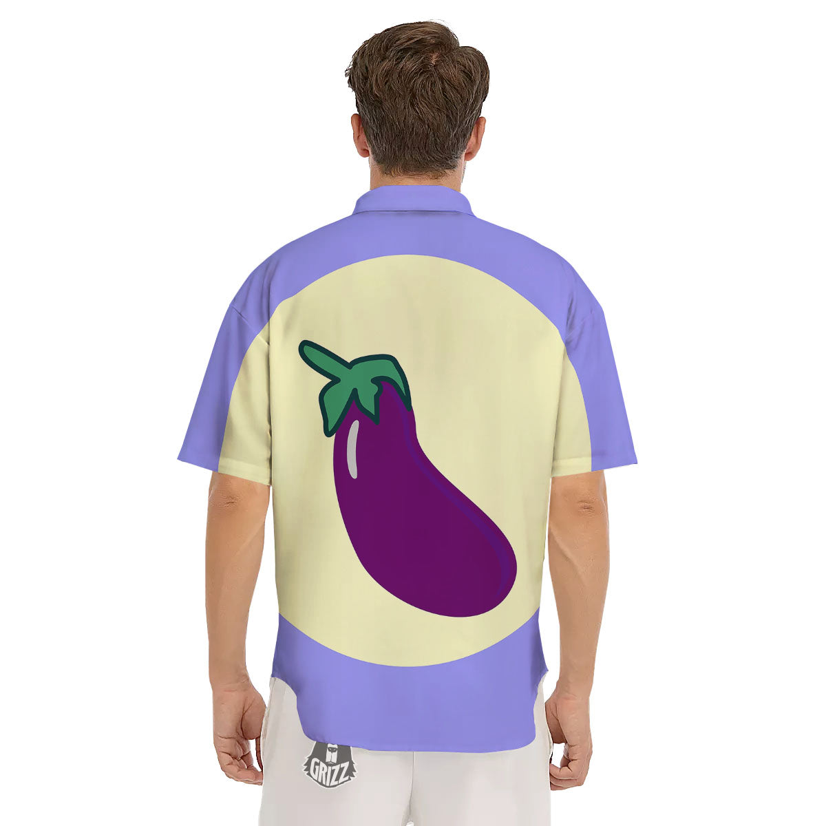 Eggplant Print Men's Short Sleeve Shirts-grizzshop