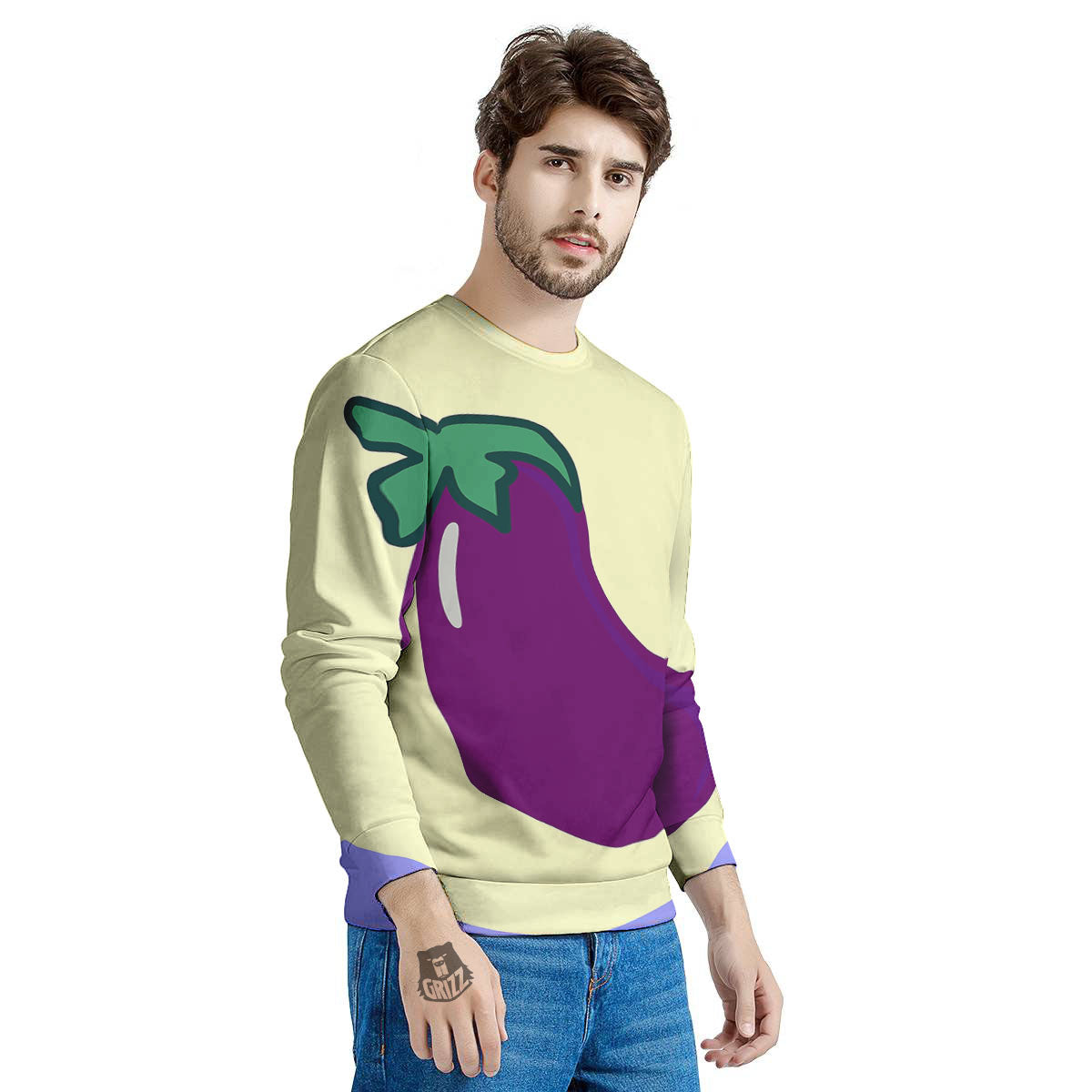 Eggplant Print Men's Sweatshirt-grizzshop