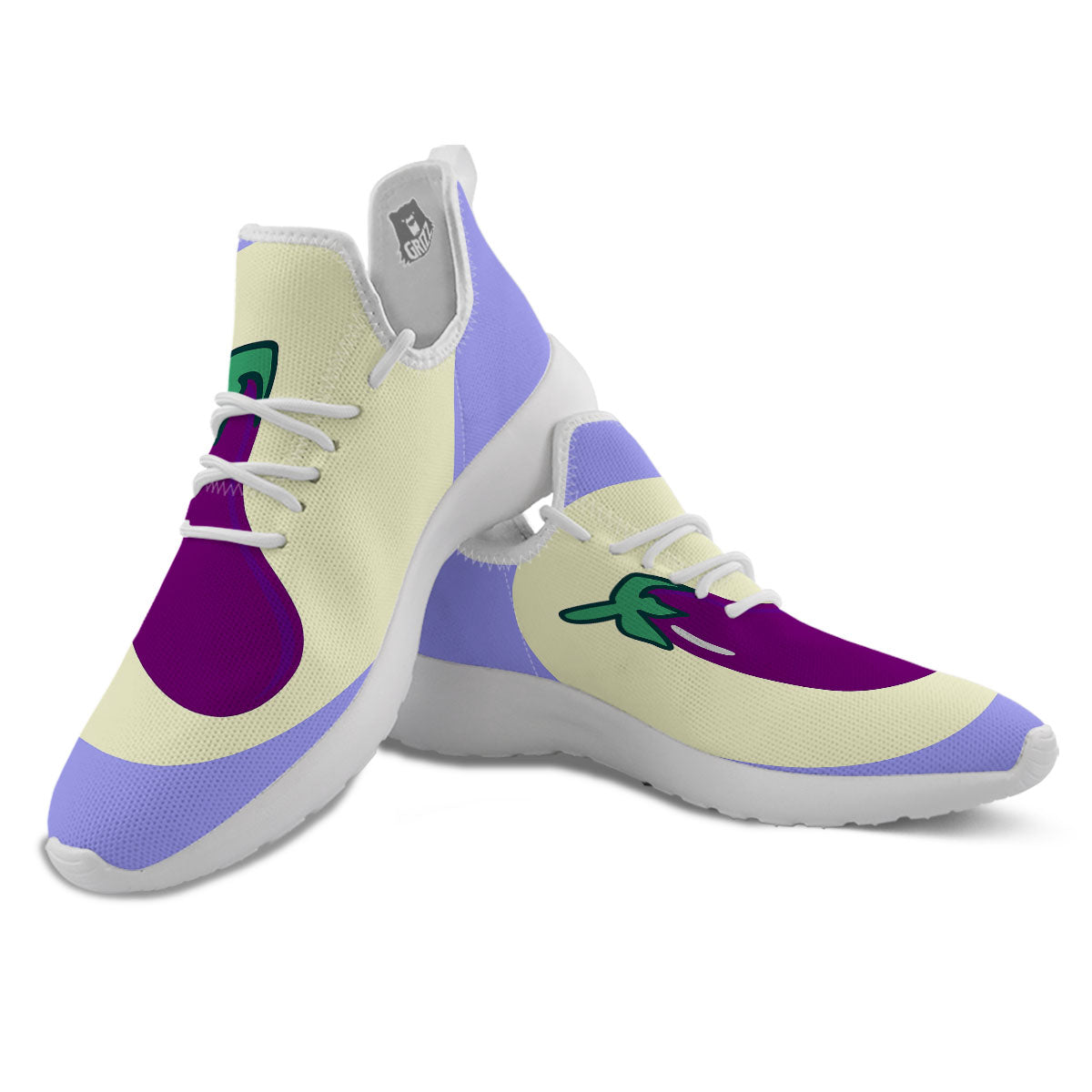 Eggplant Print White Athletic Shoes-grizzshop