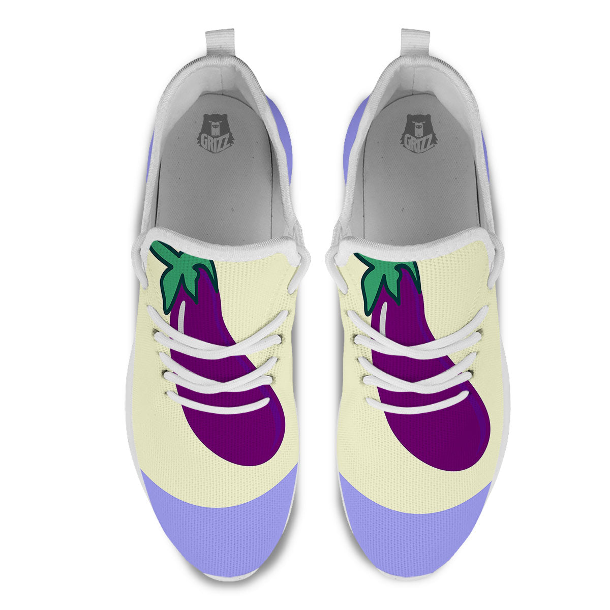 Eggplant Print White Athletic Shoes-grizzshop