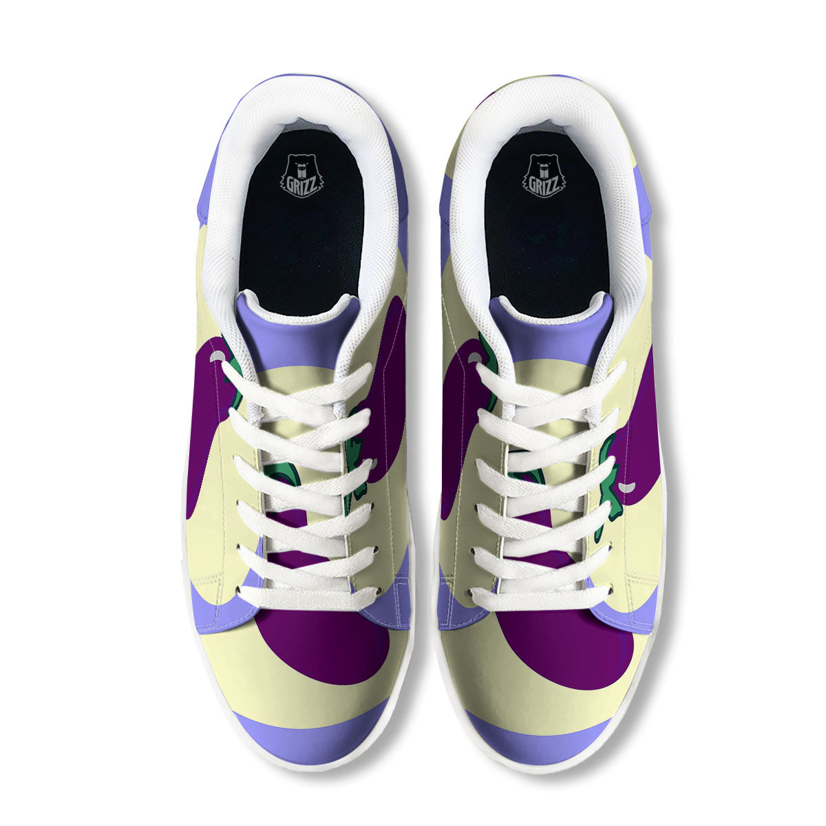 Eggplant Print White Low Top Sneakers-grizzshop