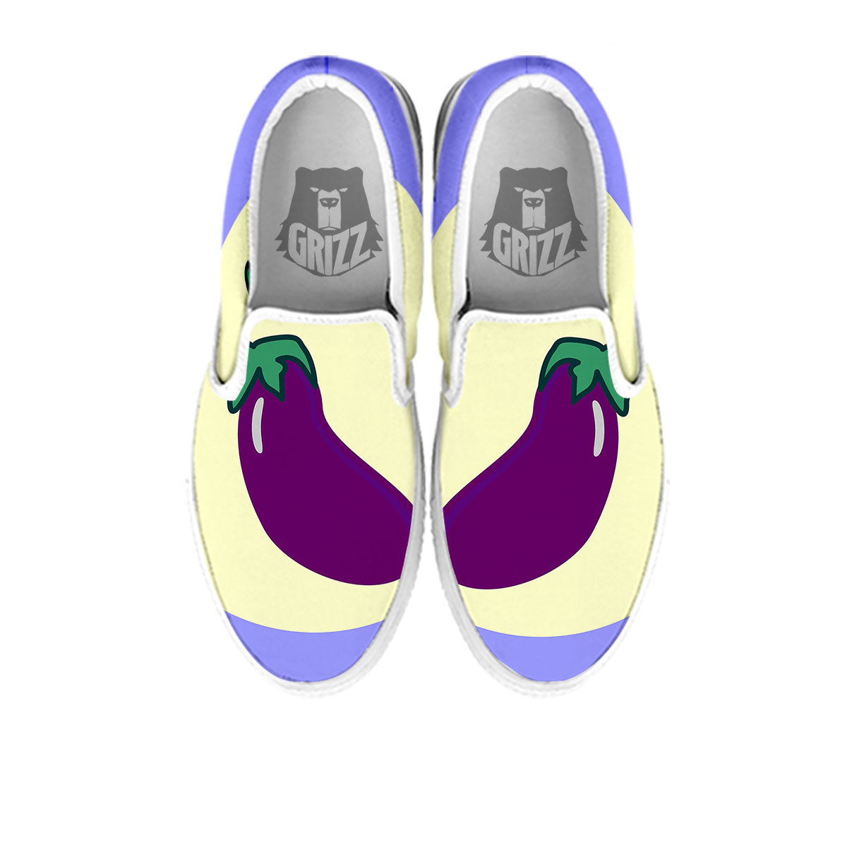 Eggplant Print White Slip On Shoes-grizzshop