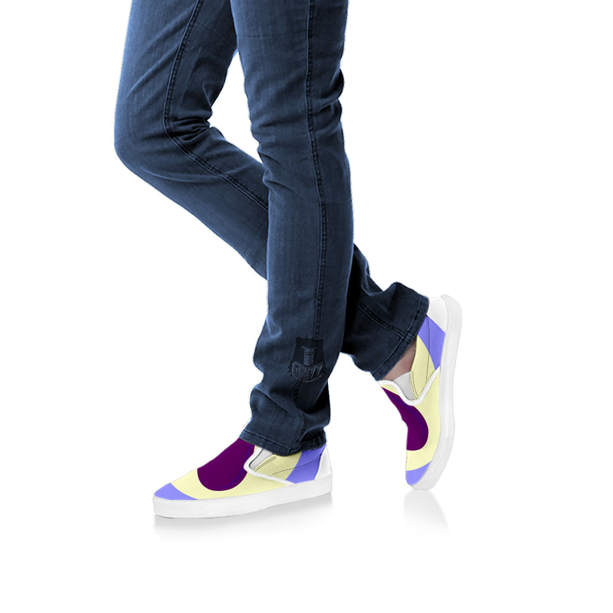 Eggplant Print White Slip On Shoes-grizzshop