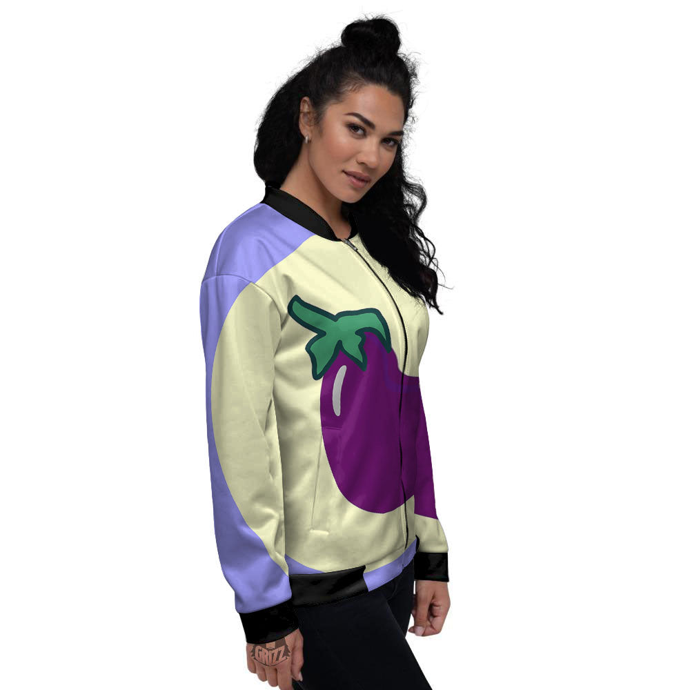 Eggplant Print Women's Bomber Jacket-grizzshop
