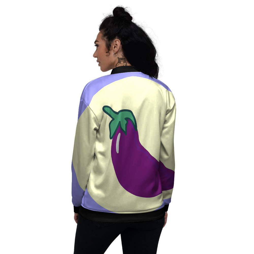 Eggplant Print Women's Bomber Jacket-grizzshop