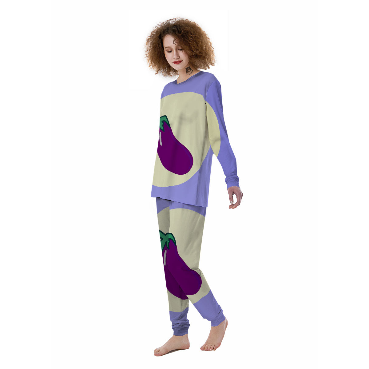 Eggplant Print Women's Pajamas-grizzshop