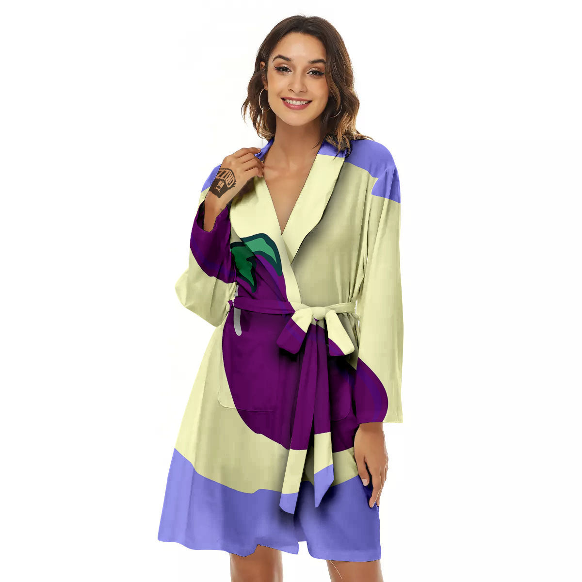 Eggplant Print Women's Robe-grizzshop