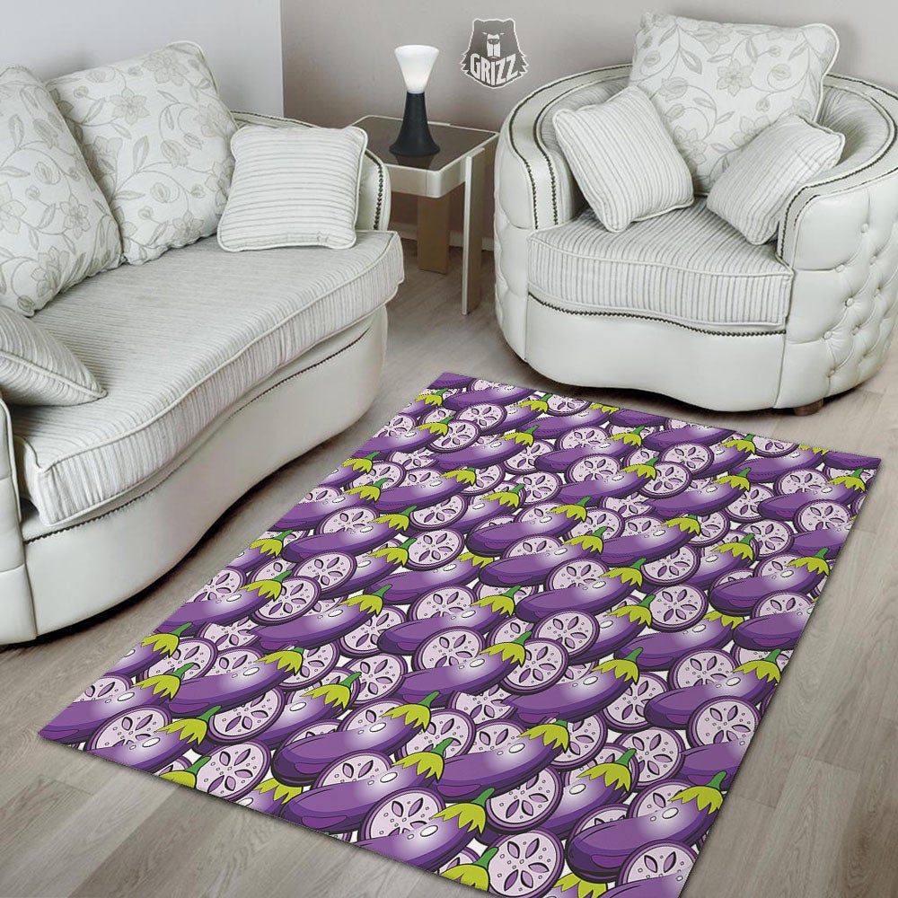 Eggplant Purple Print Pattern Floor Mat-grizzshop