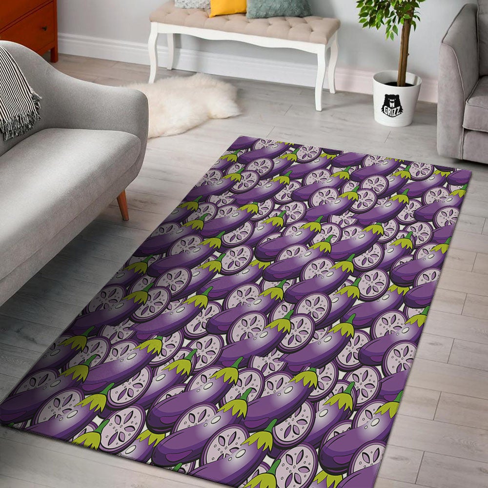Eggplant Purple Print Pattern Floor Mat-grizzshop