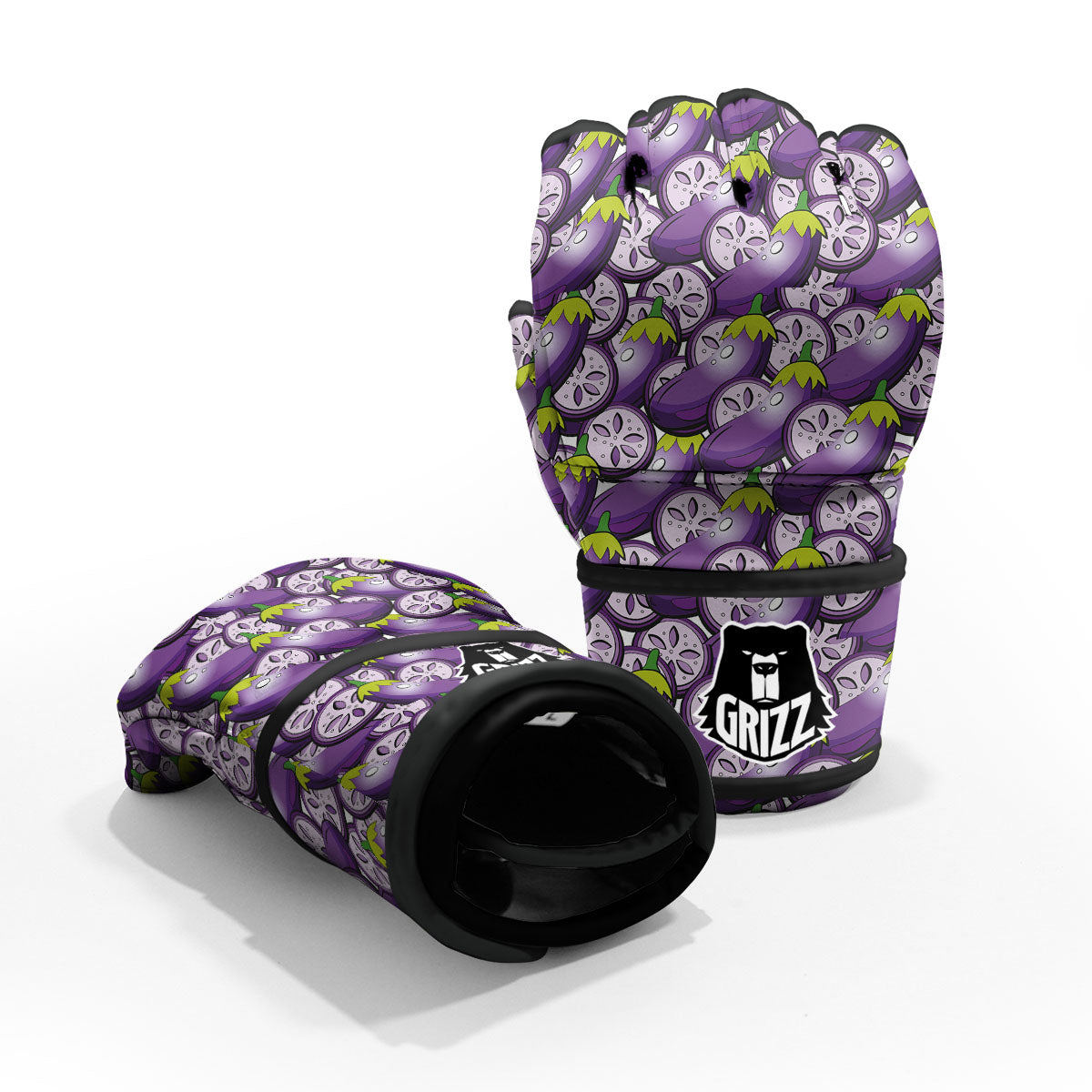 Eggplant Purple Print Pattern MMA Gloves-grizzshop