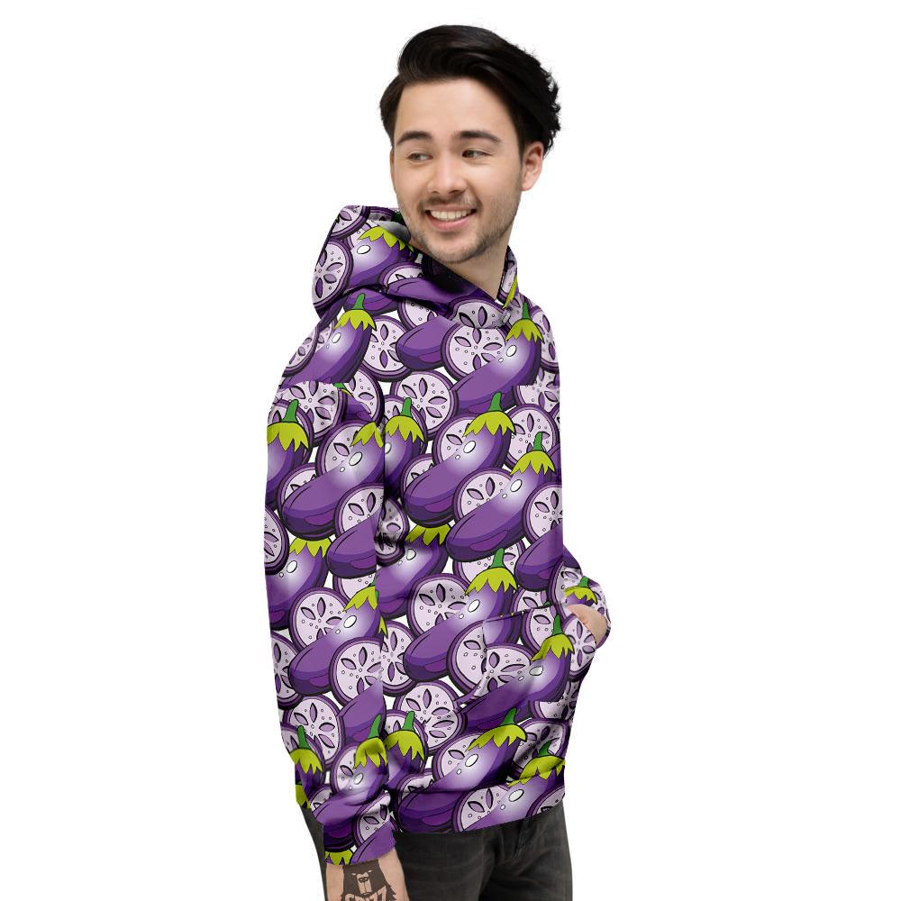 Eggplant Purple Print Pattern Men's Hoodie-grizzshop